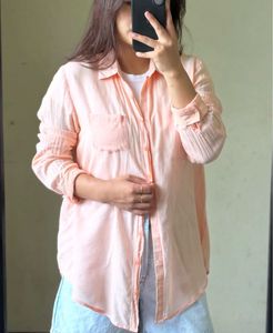 Peachy Pink Button-Up Shirt
