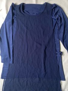 Navy Blue Sheer Overlay Kurta