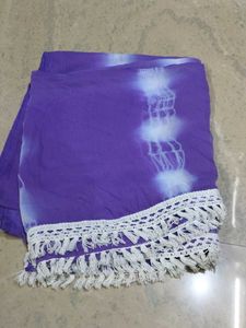 Purple Tie-Dye Dupatta with Lace