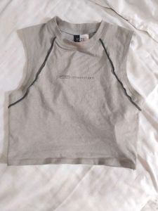 Grey Cropped Sleeveless Top