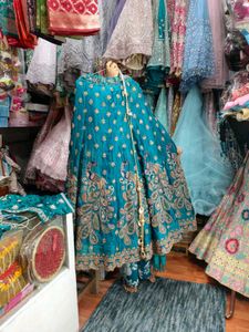 Stunning Teal Peacock Embroidered Lehenga Choli