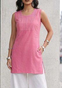 pink Embroidered Short Kurti Chic & versatile