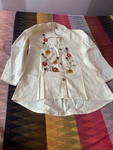 New Embroidered Cream Kurta