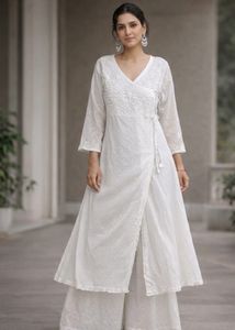 White Angarkha Style Kurti