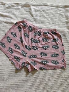 Cute Crown Print Pajama Shorts
