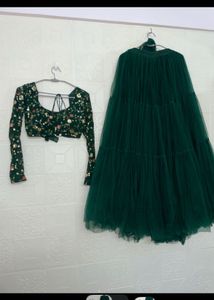 Emerald Green Sequined Lehenga Set