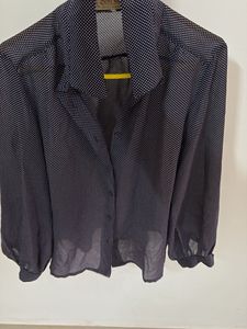 Chic Navy Polka Dot Blouse