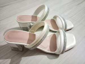 White Stone Heels For Women