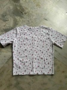 White Floral Print Crop Top
