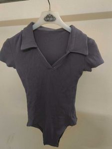 Ribbed Collared Bodysuit