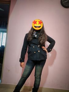 Plastic Island Blue Double Breaste Overcoat
