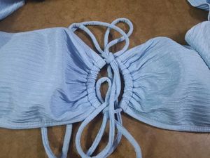 Light Blue Textured Bikini Top