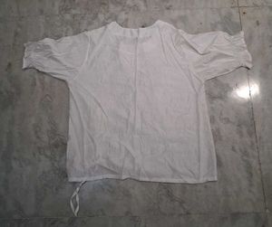 White Bow Print Top
