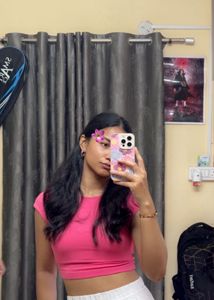 Vibrant Pink Cropped T-Shirt