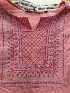 pink embroidered kurta