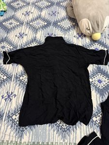 Black Pajama Set with White Piping