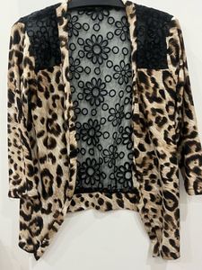 Leopard Print Lace Trim Jacket
