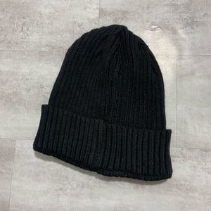 Lee Cooper Black Ribbed Beanie Hat