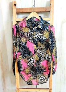 Printed Button-Up Shirt Size-34