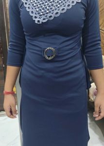 Navy Blue Belted Bodycon Dress