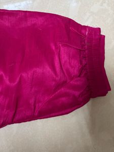 Vibrant Magenta Raw-Silk Straight Trousers