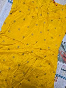 Vibrant Yellow Printed Aline Top.