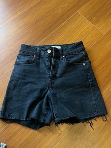 Black Denim Cut-Off Shorts