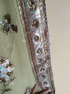 Sparkling Mint Green Sequined Sari