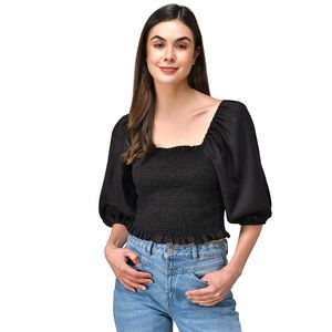 Smocked Balloon Sleeve Top