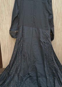 Elegant Dark Grey Kurta with Embellished Neckline