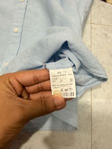 Light Blue Linen Mens Shirt