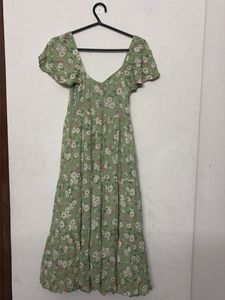 Light Green Floral Maxi Dress