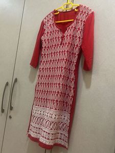 Red Chikankari Kurta