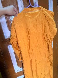 Yellow Kurta Set with Mirror Work