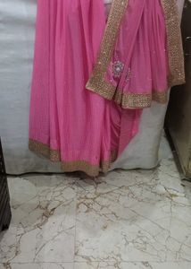 Pink Embroidered Saree
