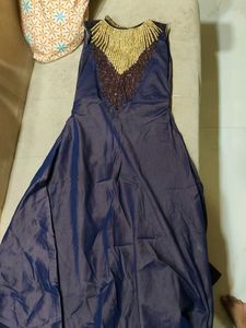 Elegant Navy Blue Embellished Gown