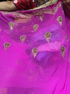 Vibrant Pink Embroidered Saree😍✨