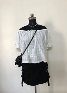 White Eyelet Off-Shoulder Top