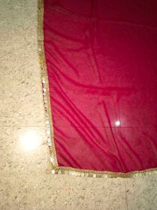Maroon Dupatta with Sequins Border