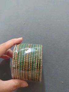 New Green &amp; Gold Bangle Set of 26 bangles