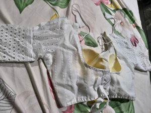 White Eyelet Blouse with Tie Back