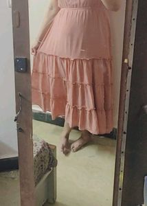 Chic Tiered Pink Maxi Dress