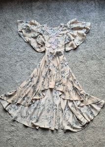 Ruffle-Sleeve High Low Dress