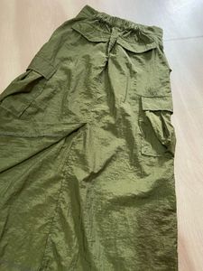 Olive Green Cargo Maxi Skirt