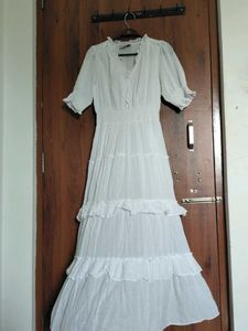 Boho Cottage Core whimsical tiered white dress