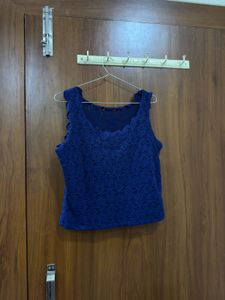 Elegant Blue Lace Tank Top