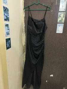 black satin party dress