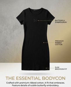 Black Ribbed Bodycon Dress