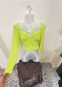 Lime Green Long Sleeve Crop Top