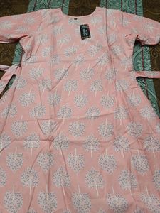 Stylish Pink Tree Print Kurta